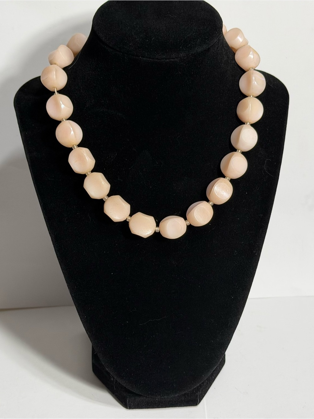 Vintage Pale Pink Choker Necklace Western Germany Lucite Beads Retro Feminine